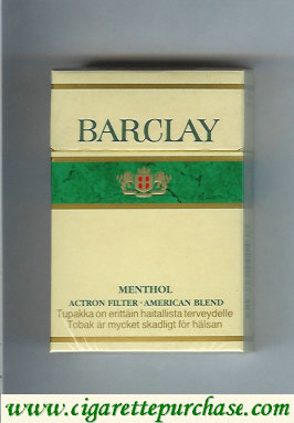 Barclay Menthol king size cigarettes usa